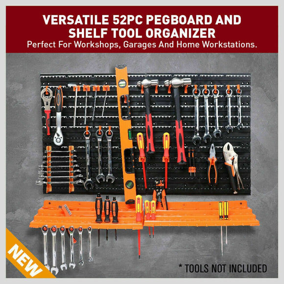 52Pc Wall Mounted Tool Storage Rack Wrench Spanner Holder Screwdriver Pliers New - RnR Galore