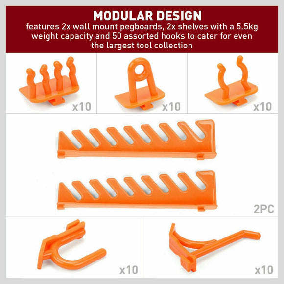 52Pc Wall Mounted Tool Storage Rack Wrench Spanner Holder Screwdriver Pliers New - RnR Galore