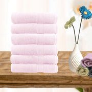 6 piece ultra light cotton hand towels in baby pink - RnR Galore