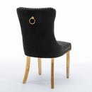6x Velvet Dining Chairs with Golden Metal Legs - Black - RnR Galore