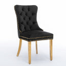 6x Velvet Dining Chairs with Golden Metal Legs - Black - RnR Galore