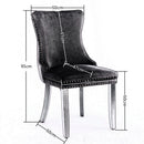 6x Velvet Upholstered Dining Chairs Tufted Wingback Side Chair with Studs Trim Solid Wood Legs for Kitchen - RnR Galore
