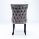 6x Velvet Upholstered Dining Chairs Tufted Wingback Side Chair with Studs Trim Solid Wood Legs for Kitchen - RnR Galore