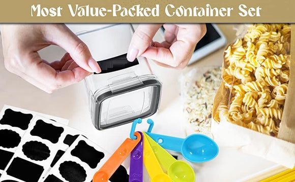 7 Pieces Plastic BPA Free Food Storage Containers for Kitchen (Black) - RnR Galore