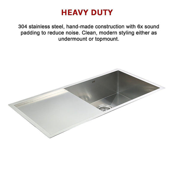 960x450mm Handmade Stainless Steel Undermount / Topmount Kitchen Sink with Waste - RnR Galore