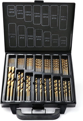 99Pc Drills Set HSS Titanium Coated Wood Plastic Metal Metric 1.5 - 10mm With Case - RnR Galore