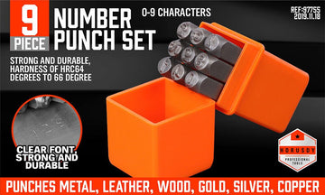 9Pc 6mm Number Stamp Punches Set Metal Plastic Wood Leather With Storage Case - RnR Galore