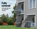 Instahut Retractable Fixed Pivot Arm Window Awning Outdoor Blinds 2.1X2.1M Grey-5