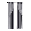 Artiss 2X 132x213cm Blockout Sheer Curtains Charcoal-1
