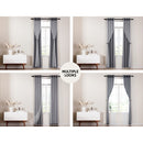 Artiss 2X 132x213cm Blockout Sheer Curtains Charcoal-4