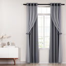 Artiss 2X 132x274cm Blockout Sheer Curtains Charcoal-7