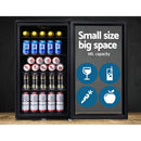Devanti 98L Bar Fridge Glass Door Mini Fridges Freezer Black-3