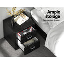 Artiss Bedside Table 2 Drawers Side Table Leather - CADEN Black-5