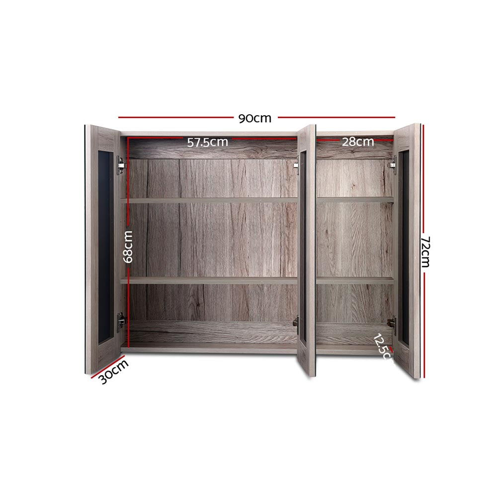 Cefito Bathroom Mirror Cabinet 900x720mm Oak - 0