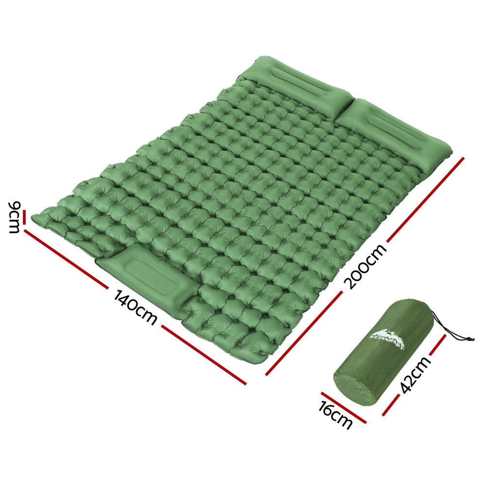 Weisshorn Self Inflating Mattress Camping Sleeping Mat Air Bed Pad Double Pillow - 0