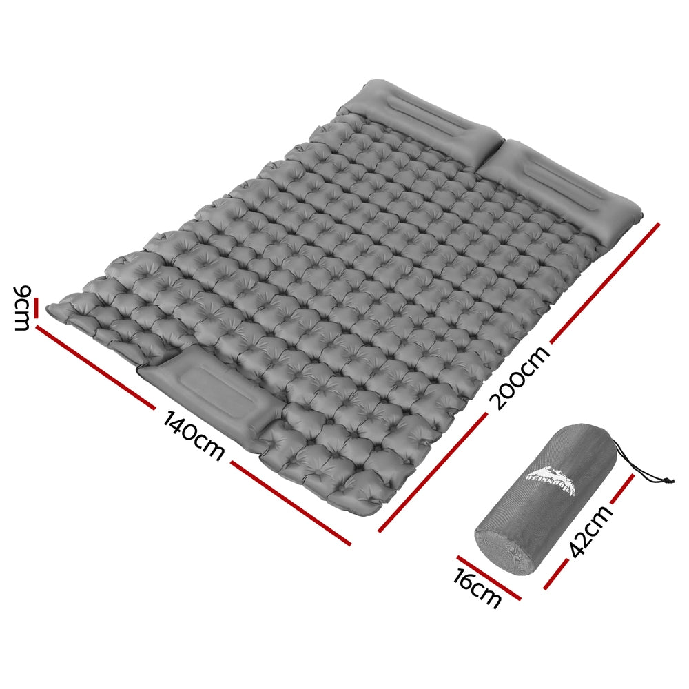 Weisshorn Self Inflating Mattress Camping Sleeping Mat Air Bed Double Pillow Bag - 0
