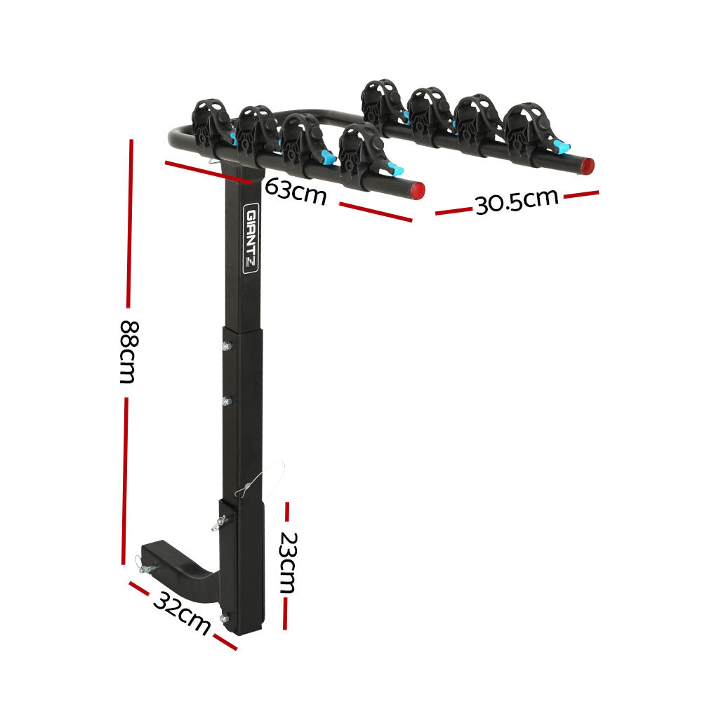 Giantz 4 Bicycle Carrier Bike Rack Car Rear Hitch Mount 2" Towbar Foldable,Giantz 4 Bicycle Carrier Bike Rack Car Rear Hitch Mount 2" Towbar Foldable - 0