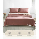 Cosy Club Cotton Bed Sheets Set Red Beige Cover Double-3