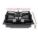 Devanti Gas Cooktop 30cm 2 Burner Black-2