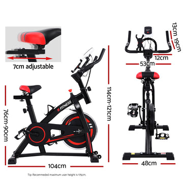 Spin Exercise Bike Flywheel Fitness Commercial Home Workout Gym Machine Bonus Phone Holder Black - 0