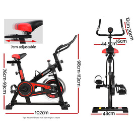 Everfit Spin Bike Exercise Bike Flywheel Cycling Home Gym Fitness 120kg - 0