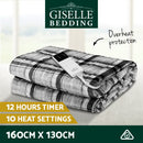 Giselle Bedding Electric Throw Rug Flannel Snuggle Blanket Washable Heated Grey and White Checkered-3