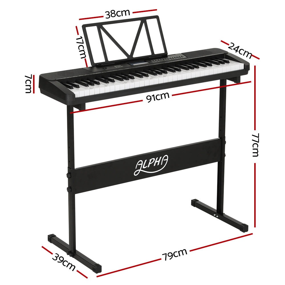 Alpha 61 Keys Electronic Piano Keyboard Digital Electric w/ Stand Touch Sensitive - 0