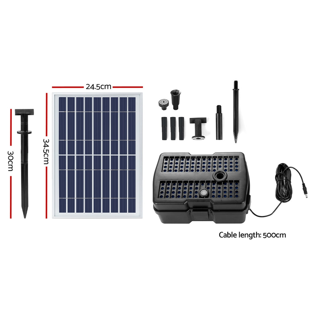 Gardeon Solar Pond Pump Water Fountain Filter Box Submersible Outdoor Pool 6.6FT - 0