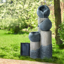 Gardeon Solar Water Feature Cascading Fountain 3-Tier Pot LED Lights 76CM Grey-8