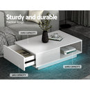 Artiss Coffee Table Led Lights White-6