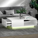 Artiss Coffee Table Led Lights White-7