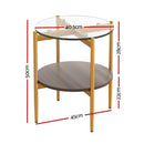 Artiss Coffee Table 45CM Round Tempered Glass Carol-2