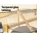 Artiss Coffee Table 45CM Round Tempered Glass Carol-5