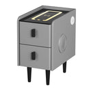 Artiss Smart Bedside Table 2 Drawers with Wireless Charging Ports LED Grey AIDA-1