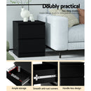 Artiss Bedside Table 2 Drawers - PEPE Black-7