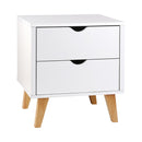 Artiss Bedside Table 2 Drawers - ANDERS White-1