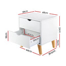 Artiss Bedside Table 2 Drawers - ANDERS White-2