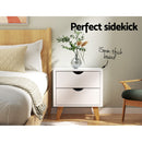 Artiss Bedside Table 2 Drawers - ANDERS White-5
