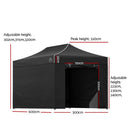Instahut Gazebo 3x6 Pop Up Marquee Folding Tent Wedding Gazebos Camping Outdoor Shade Canopy Black-2