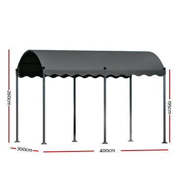Instahut Gazebo Marquee 4x3m Outdoor Event Wedding Tent Camping Party Shade Iron Art Canopy Grey - 0
