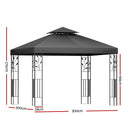 Instahut Gazebo 3x3m Marquee Outdoor Wedding Party Event Tent Home Iron Art Shade Grey-2