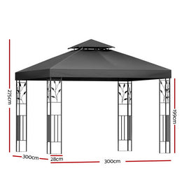 Instahut Gazebo 3x3m Marquee Outdoor Wedding Party Event Tent Home Iron Art Shade Grey - 0
