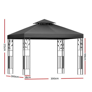 Instahut Gazebo 3x3m Marquee Outdoor Wedding Party Event Tent Home Iron Art Shade Grey - 0