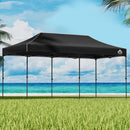 Instahut Gazebo Pop Up Marquee 3x6 Folding Tent Wedding 500D Camping Black-8