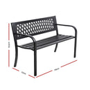 Gardeon Outdoor Garden Bench Seat Steel Outdoor Furniture 2 Seater Park Black-2