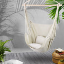 Gardeon Hammock Chair Outdoor Camping Hanging Hammocks Cushion Pillow Cream-7