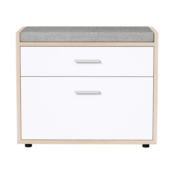 Artiss Shoe Rack Cabinet Bench 8 Pairs White Niva