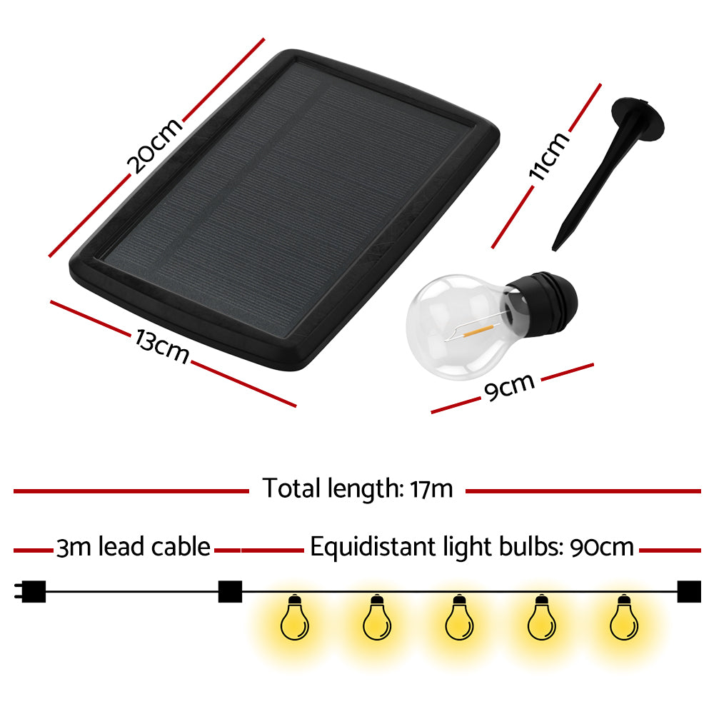 17m Solar Festoon Lights Outdoor LED String Light Christmas Decorations 2pcs - 0