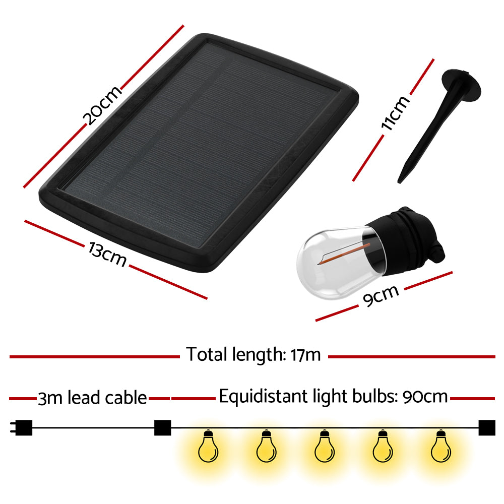 17m Solar Festoon Lights Outdoor LED String Light Christmas Party Decor 2pcs - 0