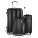 Wanderlite Luggage Set 3pc 20" 24" 28" Suitcase Hardcase Trolley Travel Black-3